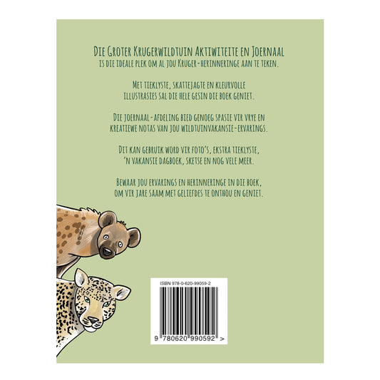 Bookback with animal illustrations and text on a green background