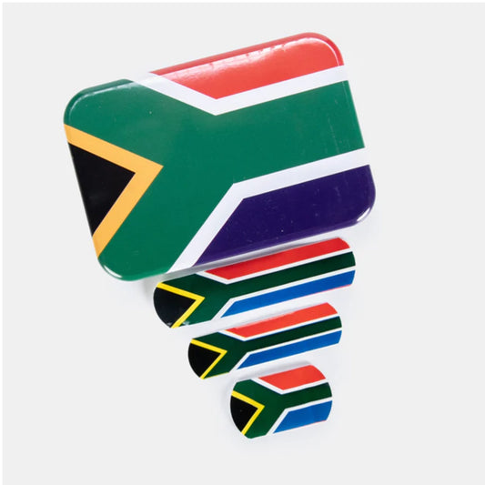 South African flag design on a white background