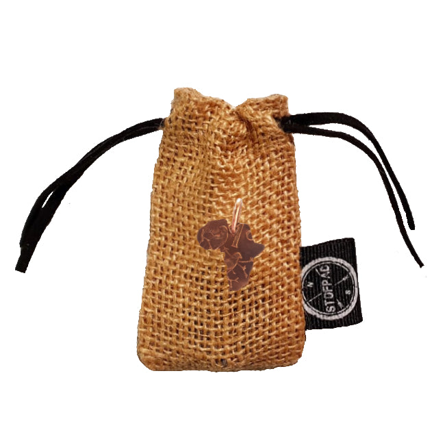 Hessian bag with 1c Africa Pendant