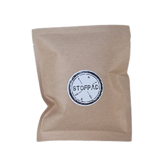 brown bag with stofpad logo on